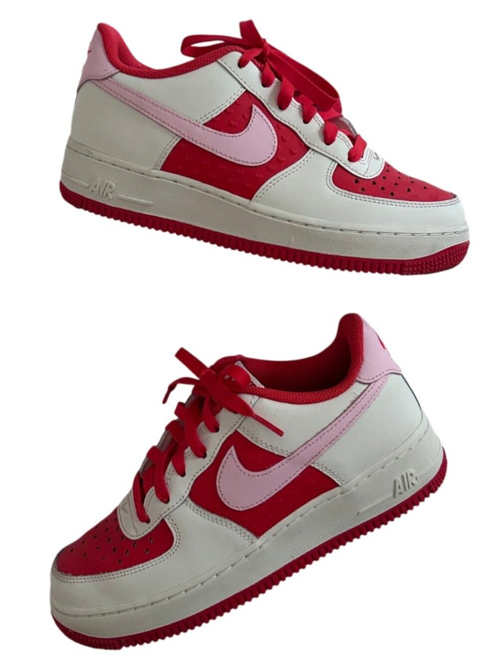 Nike Air Force 1 Valentine’s Pink Red Heart Sneakers 6Y